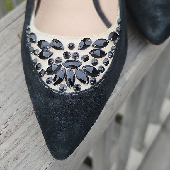 Tory Burch Delphine Rhinestone Heels – Black Suede, Size 7 ✨ - Picture 2 of 11